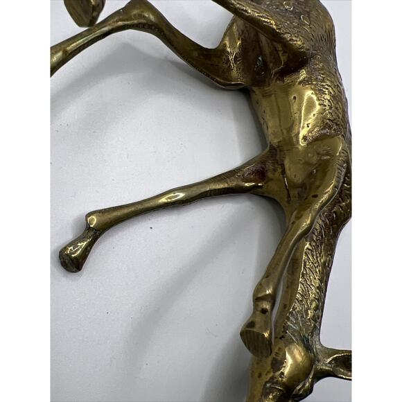 Ornate Brass 7” Deer Buck 5” Doe Set Of 2 Figurines Patina - Picture 14 of 16